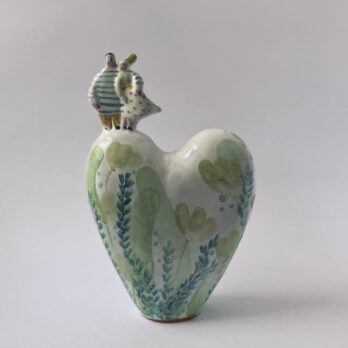 Amanti in Fiore Cuore Coppia Maiolica