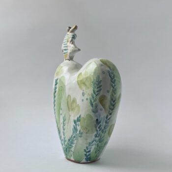 Lovers in Bloom Heart Couple Majolica