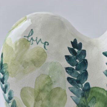Lovers in Bloom Heart Couple Majolica