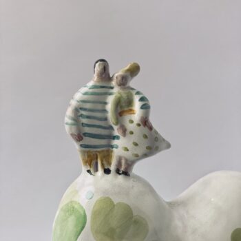Lovers in Bloom Heart Couple Majolica